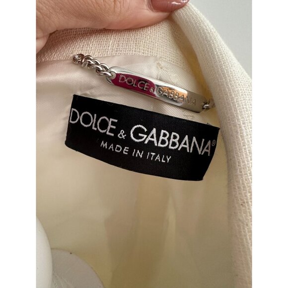 DOLCE & GABBANA Cream Floral Rose Buttoned Blazer Size IT 44 - Picture 7 of 11